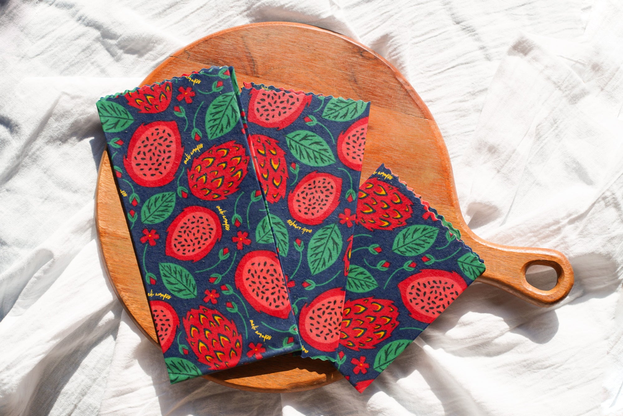 Beeswax Food Wrap - Dragonfruit Print