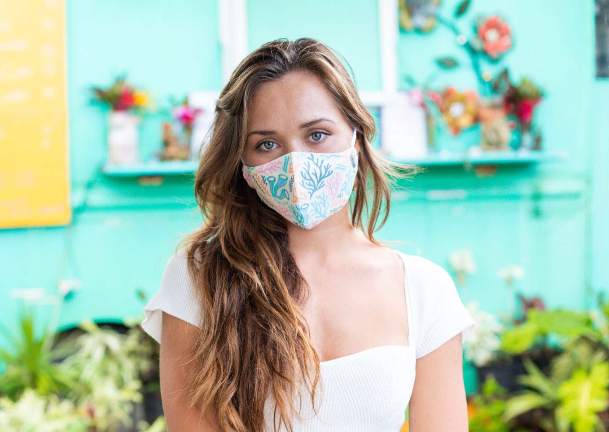 Meli Wraps 100% GOTS Organic Cotton Face Mask - Reef Print