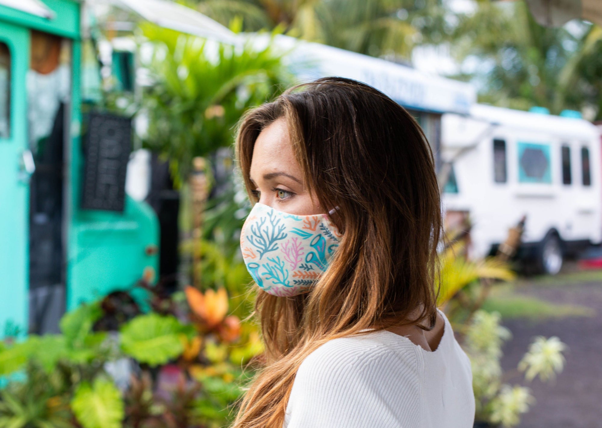 Meli Wraps 100% GOTS Organic Cotton Face Mask - Reef Print