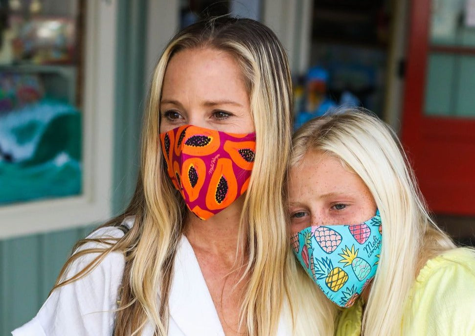 Meli Wraps 100% GOTS Organic Cotton Face Mask - Purple Papaya Print