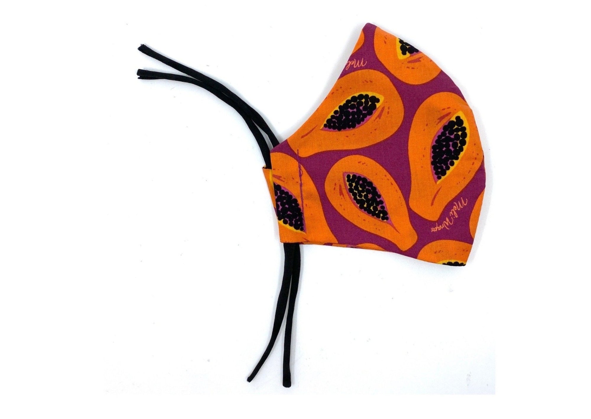 Meli Wraps 100% GOTS Organic Cotton Face Mask - Purple Papaya Print