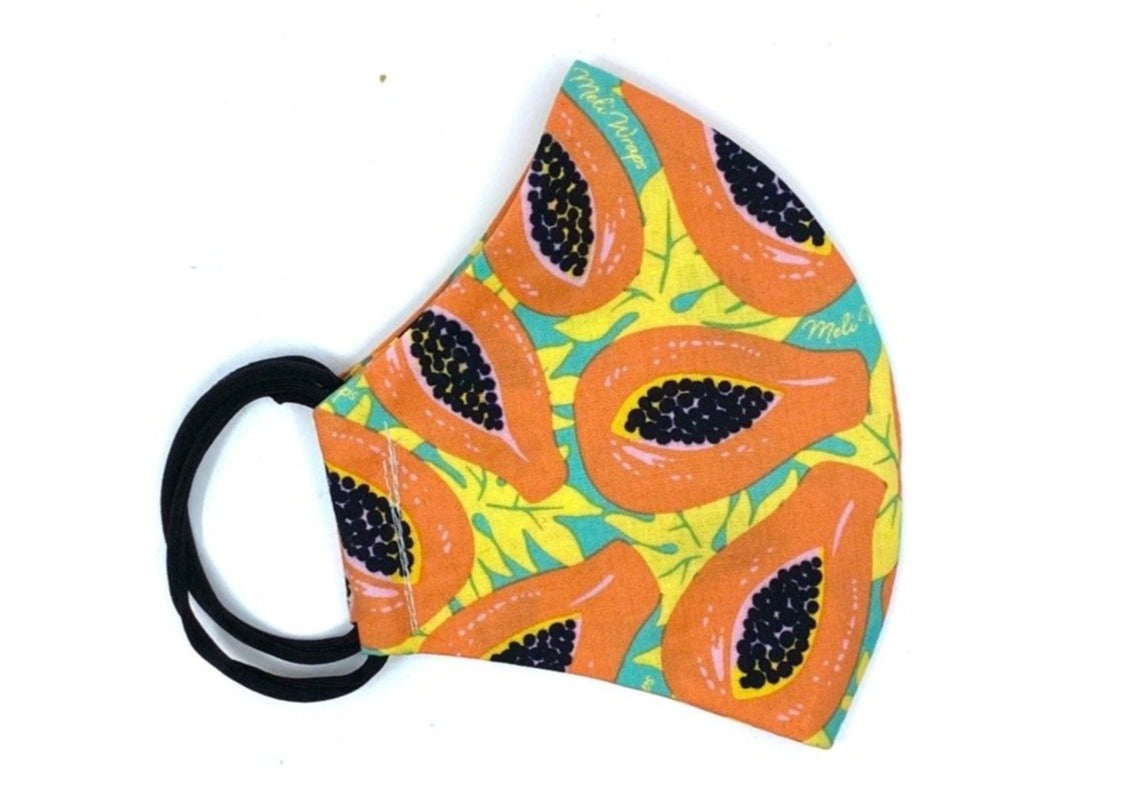 Meli Wraps 100% GOTS Organic Cotton Face Mask - Tropical Papaya Print