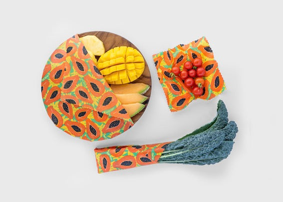 Beeswax Wrap Bulk Roll - Tropical Papaya Print