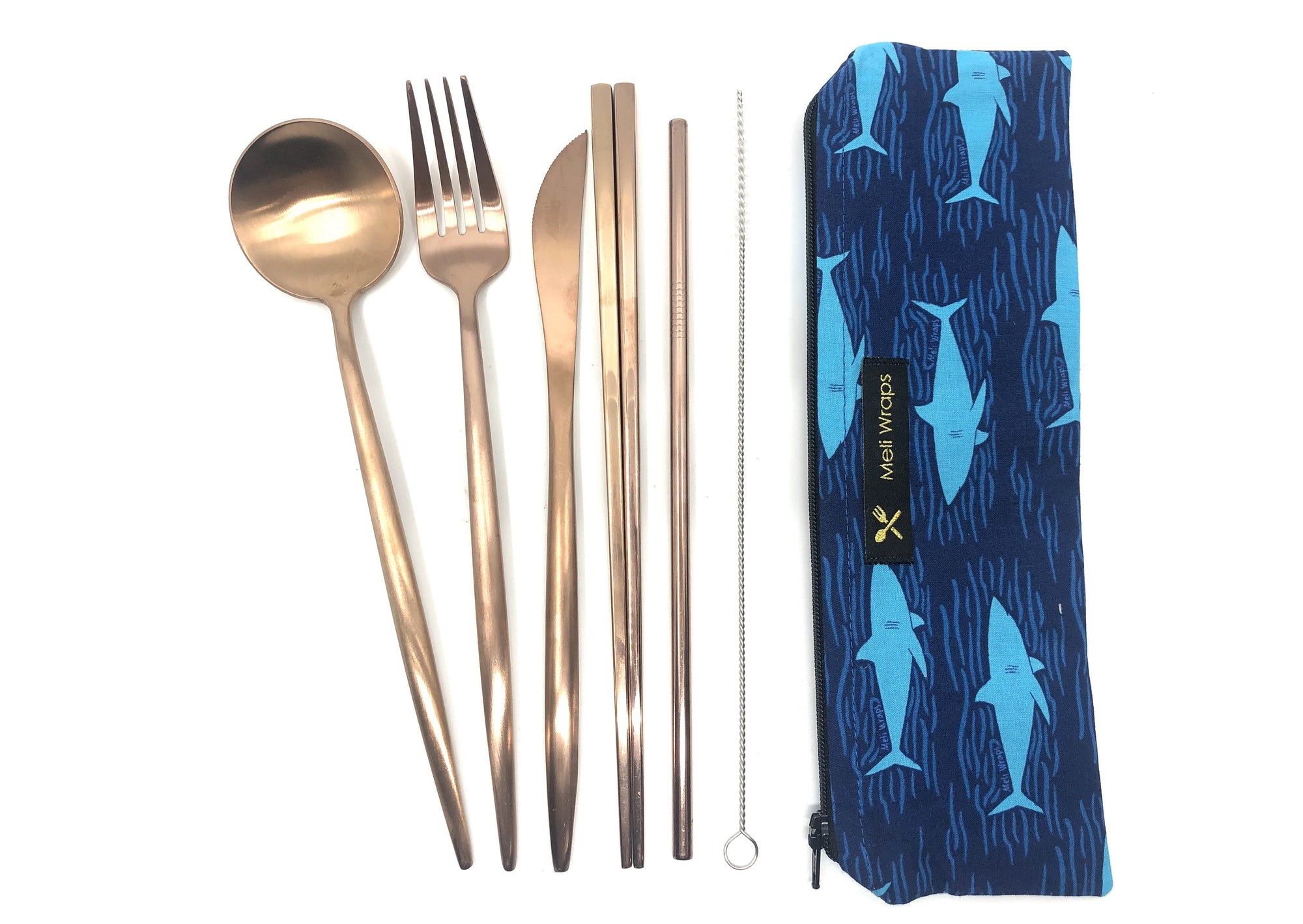 Meli Wraps Reusable Cutlery Set-Shark