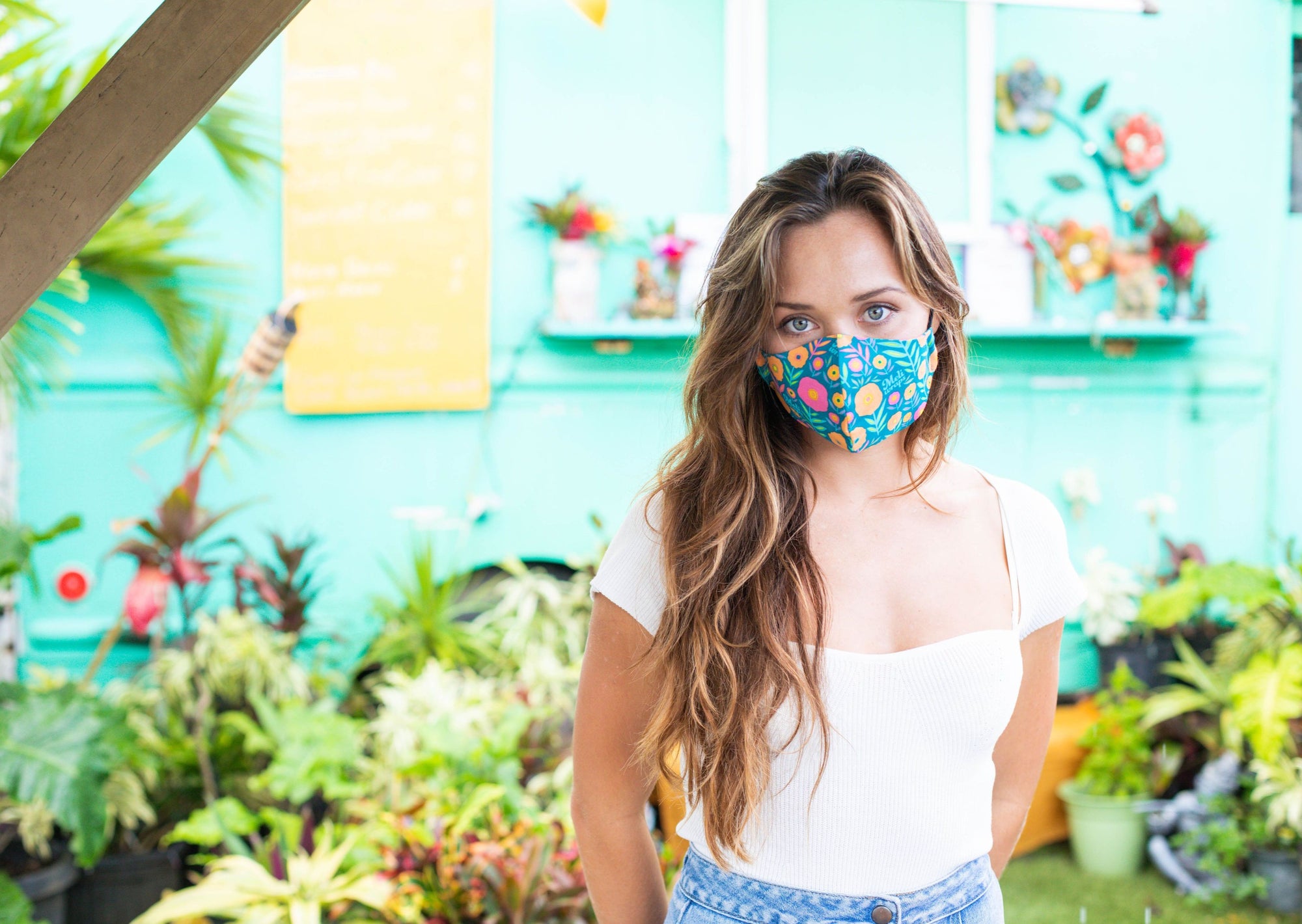 Meli Wraps 100% GOTS Organic Cotton Face Mask - Dark Bloom
