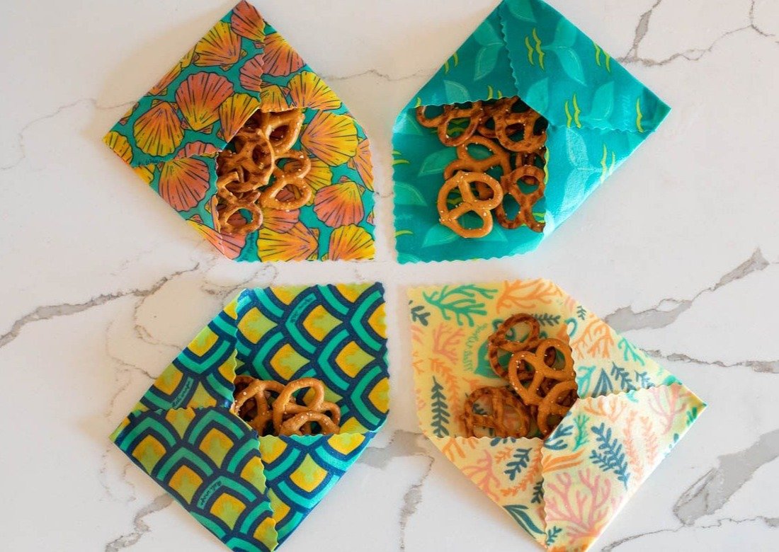 Meli Wraps Beeswax Wraps - Reusable Food Wrap Alternative to Plastic Wrap. Certified Organic Cotton, Made with Hawaiian Beeswax. 3-Pack includes sizes (SML) in Beautiful Original Prints